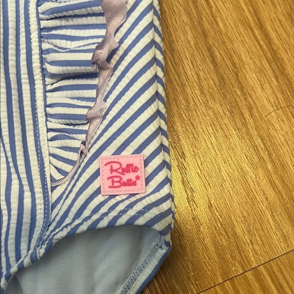 Ruffle Butts Blue and White Striped One Piece sear sucker size 4T - Picture 2 of 4
